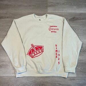 Corona Extra Cerveza Beer Sweater Mens‎ Size L Cream Color Streetwear